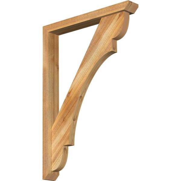 Ekena Millwork Olympic Slat Rough Sawn Bracket w/ Offset Brace, Western Red Cedar, 4"W x 28"D x 40"H BKT0402X28X40OLY06RWR - main